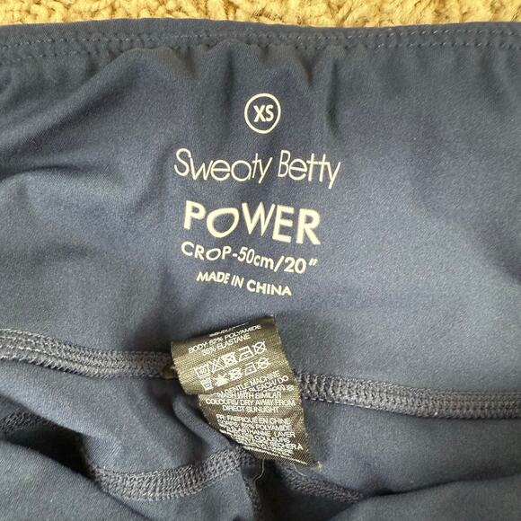 Sweaty Betty Women Navy Power Crop-50cm/20in Leggings Size XS Running Training - Picture 4 of 6